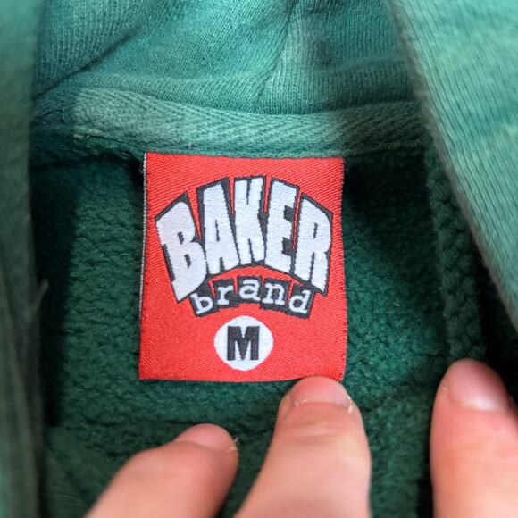 Vintage Baker Brand Skateboards Hoodie Spellout Sleeve Hit Skater Y2K Medium - Picture 4 of 9